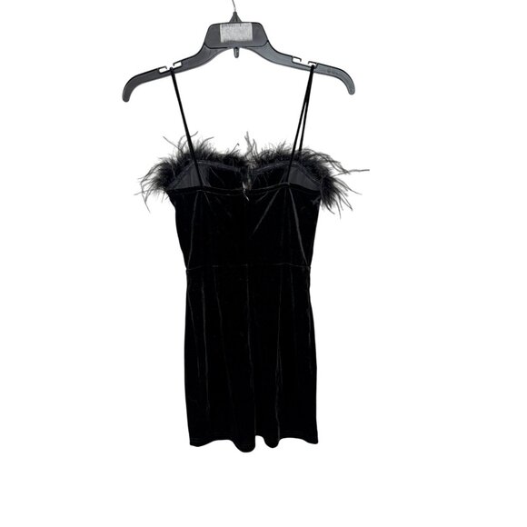 Superdown Black Erika Feather Trim Mini Dress NWT - Size XS - Picture 8 of 8